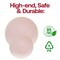 Pink with Gold Organic Round Disposable Plastic Dinner Plates - 10.25" (120 Plates)